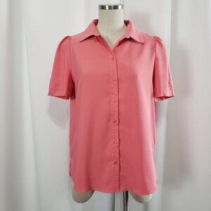 Rachel Zoe Pink Button Down Business Casual Top Blouse Medium